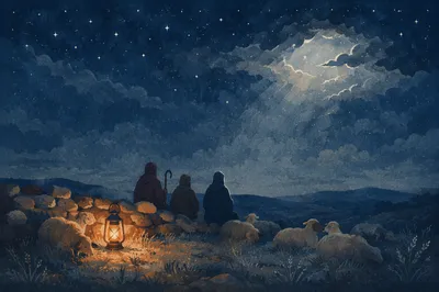 Shepherds Field Under Winter Stars