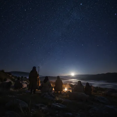 Shepherds Watching Beneath Winter Night Stars