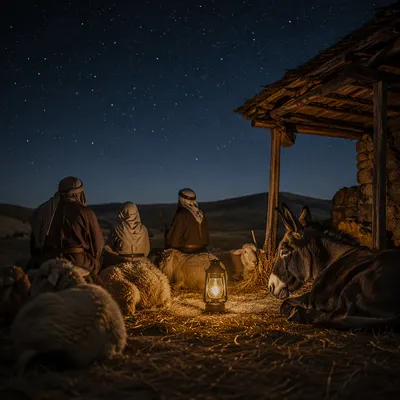 Shepherds Field Under Christmas Stars