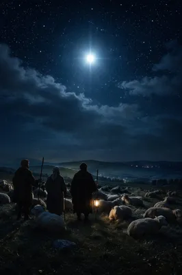Shepherds Beneath Radiant Bethlehem Star