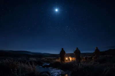 Shepherds Beneath a Winter Bethlehem Star