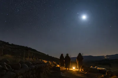 Shepherds Beneath Bethlehem Starry Winter Sky