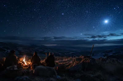Shepherds Field Under Winter Stars