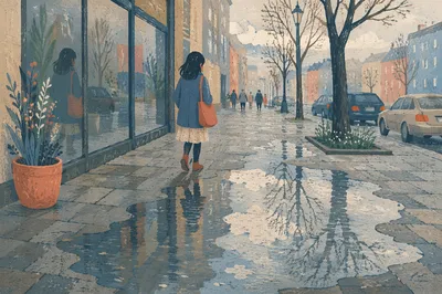 Spring Rain Puddle Sky Reflection