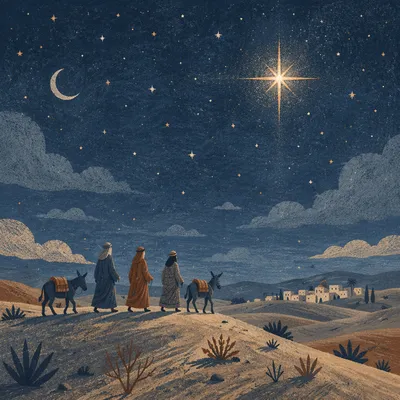 Star of Bethlehem Over Desert Travelers