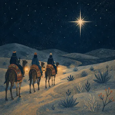 Star of Bethlehem Over Desert Travelers