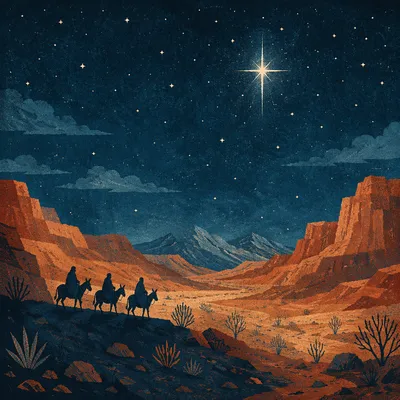 Star of Bethlehem Over Desert Travelers