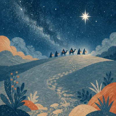 Star of Bethlehem Over Desert Caravan