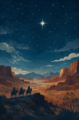 Star of Bethlehem Over Desert Travelers