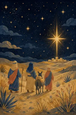 Travelers Following the Star of Bethlehem