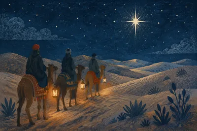 Star of Bethlehem Over Desert Travelers