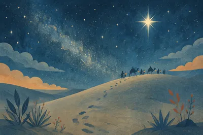 Star of Bethlehem Over Desert Caravan