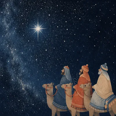 Radiant Bethlehem Star in Winter Night Sky