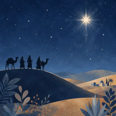 Star of Bethlehem Over Desert Travelers