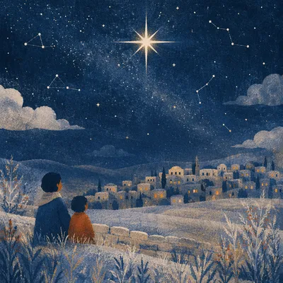 Star of Bethlehem Over Winter Village