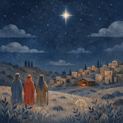 Star of Bethlehem Over Winter Village
