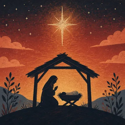 Star of Bethlehem Over Quiet Nativity