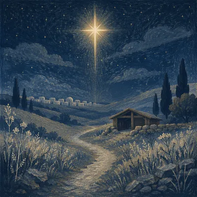 Radiant Star of Bethlehem Winter Night