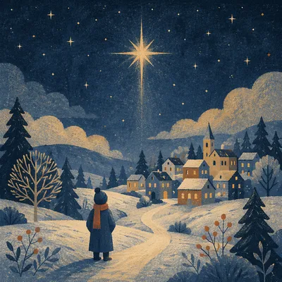 Star of Bethlehem Over Winter Village