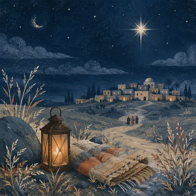 Star of Bethlehem Over Winter Village