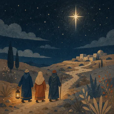 Radiant Star of Bethlehem Desert Night