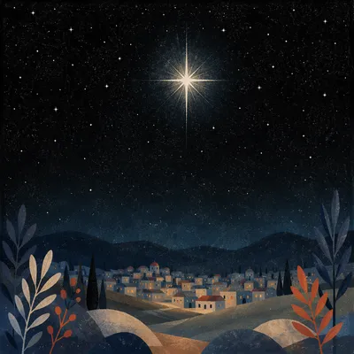 Star of Bethlehem Over Quiet Winter Valley