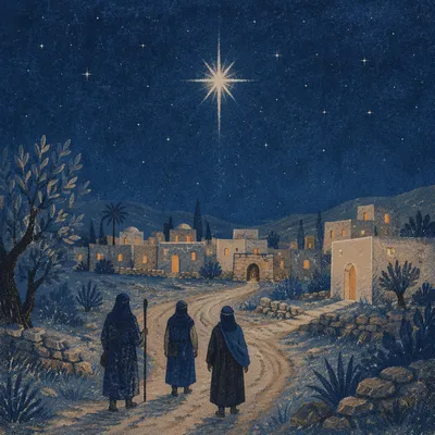 Star of Bethlehem Over Winter Village