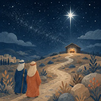 Star of Bethlehem Above Winter Desert Path