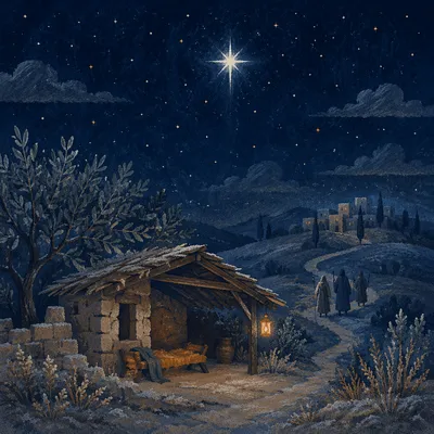 Star of Bethlehem Over Rural Shelter