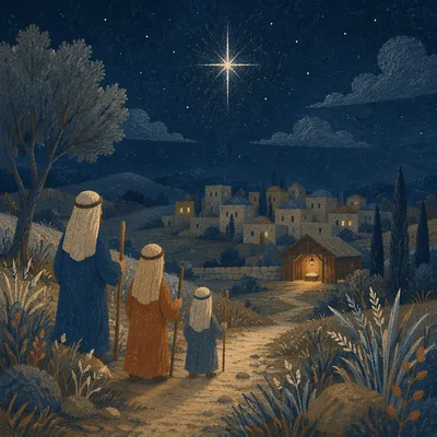 Star of Bethlehem Over Quiet Hillside