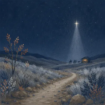 Star of Bethlehem Over Winter Hillside