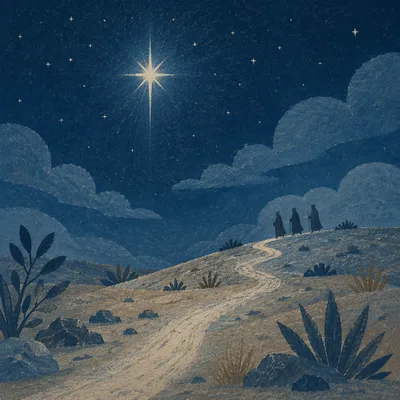 Star of Bethlehem Over Desert Hillside