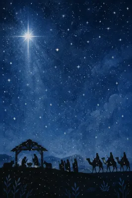 Star of Bethlehem Over Silent Nativity