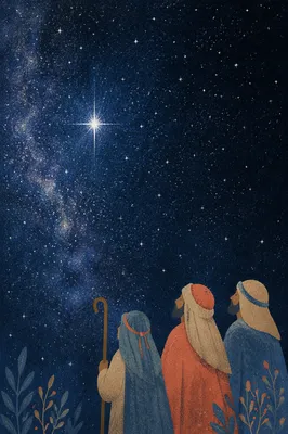 Radiant Bethlehem Star in Winter Night Sky