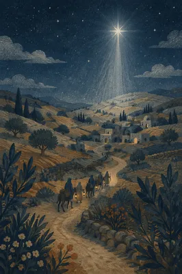 Star of Bethlehem Over Ancient Hills