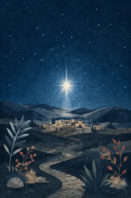 Star of Bethlehem Over Desert Hills