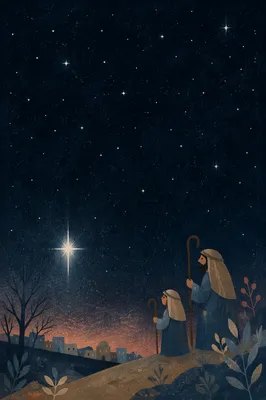 Star of Bethlehem Over Winter Night