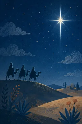 Star of Bethlehem Over Desert Travelers