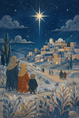 Star of Bethlehem Over Winter Village