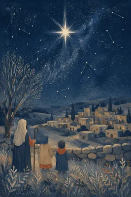 Star of Bethlehem Over Winter Village