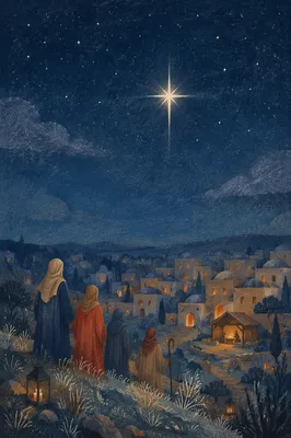 Star of Bethlehem Over Winter Village