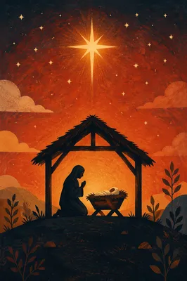 Bethlehem Star Over Quiet Nativity Night