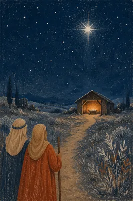 Bethlehem Star Over Quiet Christmas Hillside