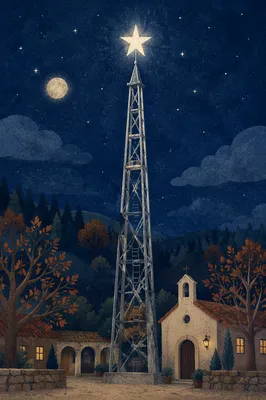 Bethlehem Star Tower in Advent Night Sky