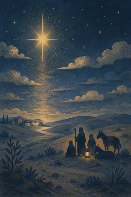 Star of Bethlehem Over Desert Night