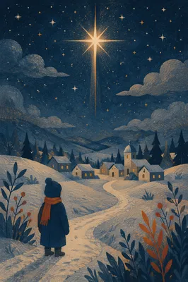 Star of Bethlehem Over Winter Village