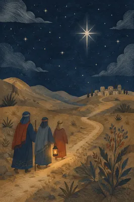 Star of Bethlehem Over Desert Travelers