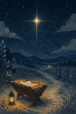 Star of Bethlehem Over Quiet Manger