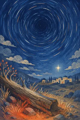 Star of Bethlehem Over Desert Night
