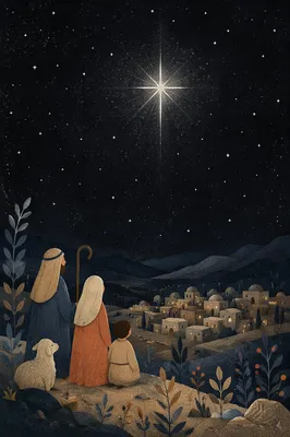 Star of Bethlehem Over Quiet Winter Valley
